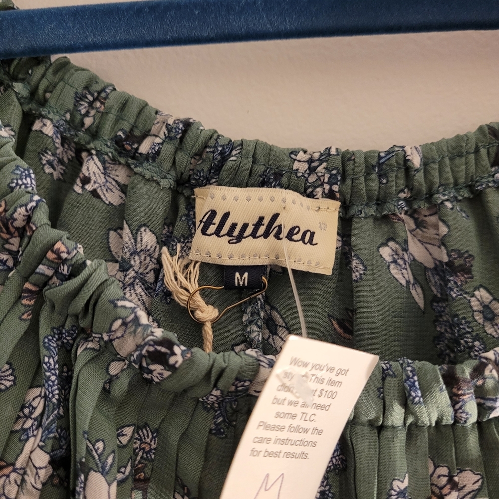Green Ivory Floral Off Shoulder Top {Alythea} - Picture 5 of 6